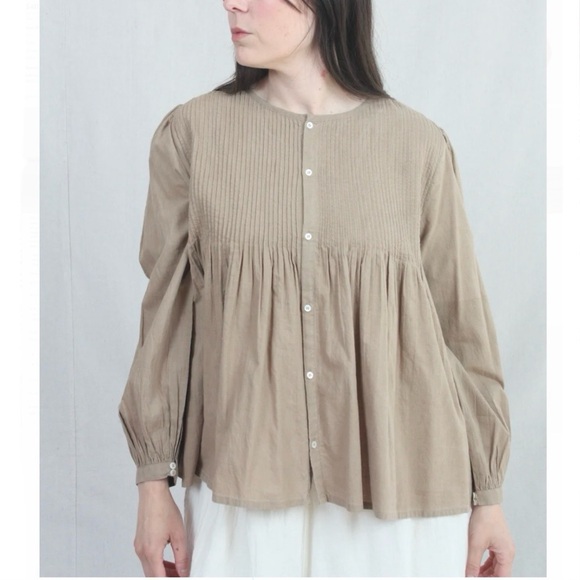 Ichi antiquites hand dyed cotton khadi pintuck shirt - Picture 2 of 12